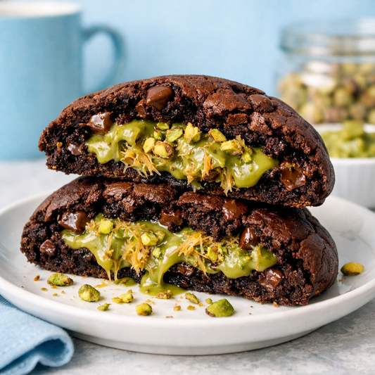 Stuffed Dubai Chocolate Cookies